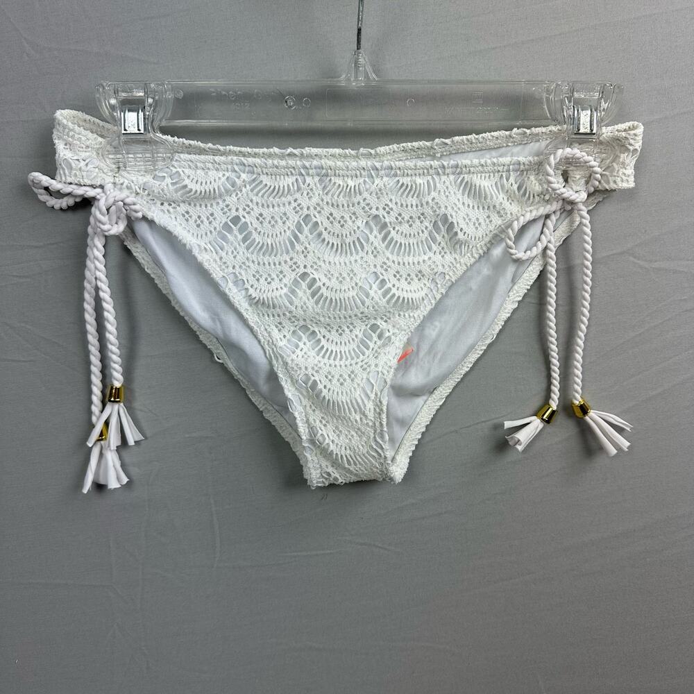 Roxy Gypsy Moon 70s Lowrider Tie Side Bikini Bottom White Women’s Large - Picture 1 of 7